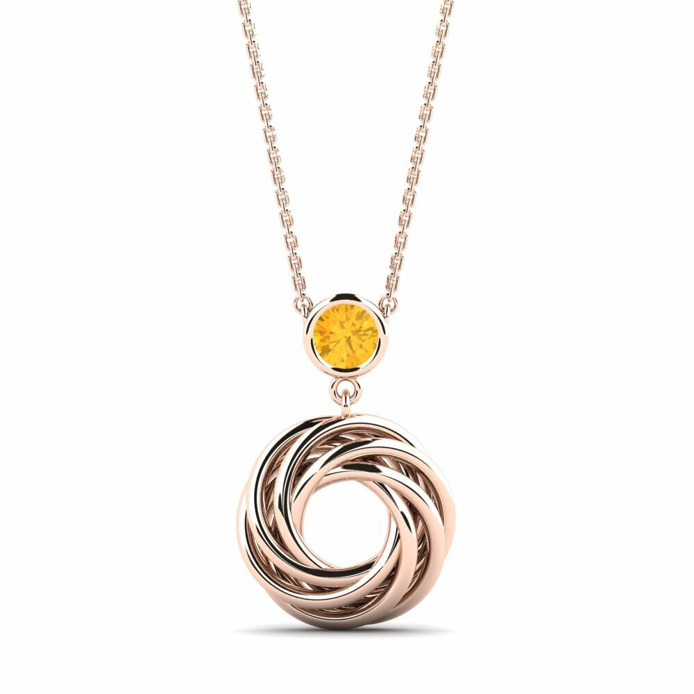 Dây chuyền Vàng Hồng 9K Thạch Anh Vàng Classic Solitaire