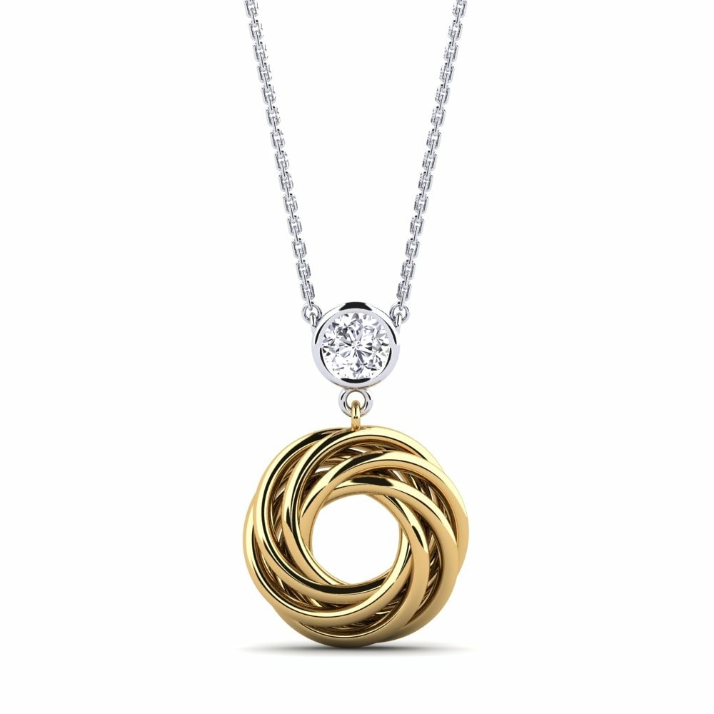 Classic Solitaire 18k White & Yellow Gold Necklaces