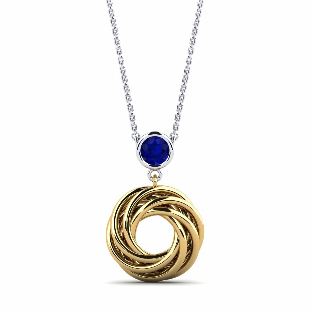 Dây chuyền Vàng Trắng-Vàng 9K Đá Sapphire Classic Solitaire
