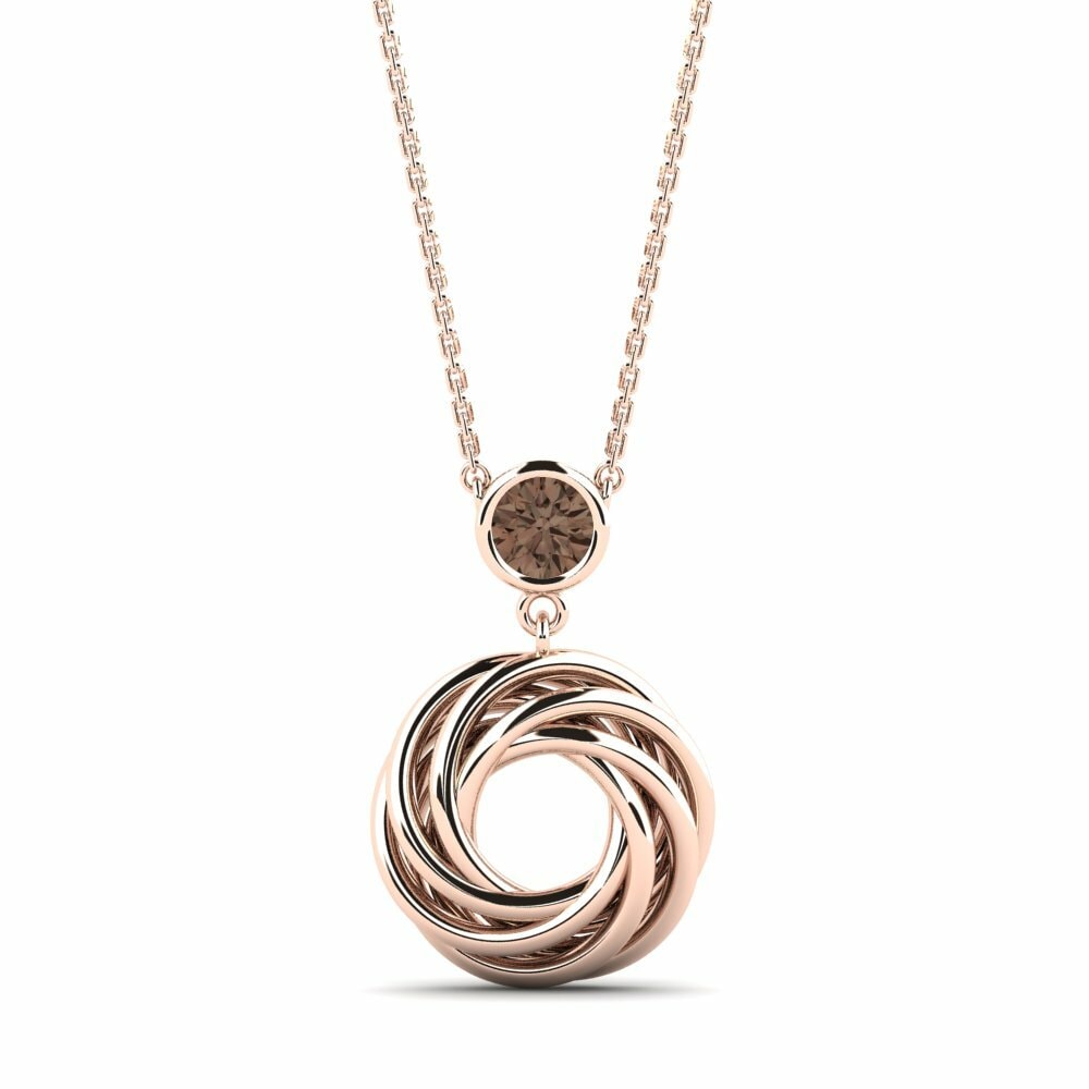 Classic Solitaire Smoky Quartz 14k Rose Gold Necklaces