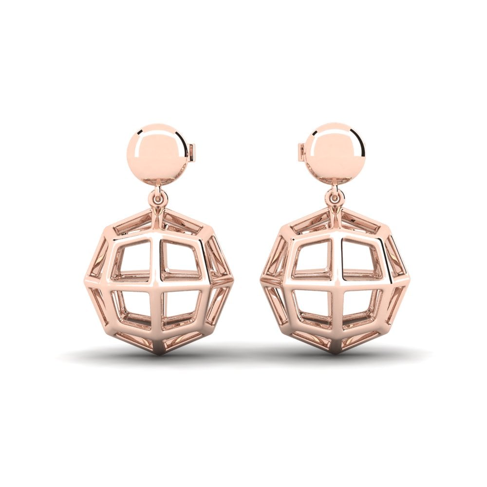 14k Oro Rosa Pendientes Frisgoris