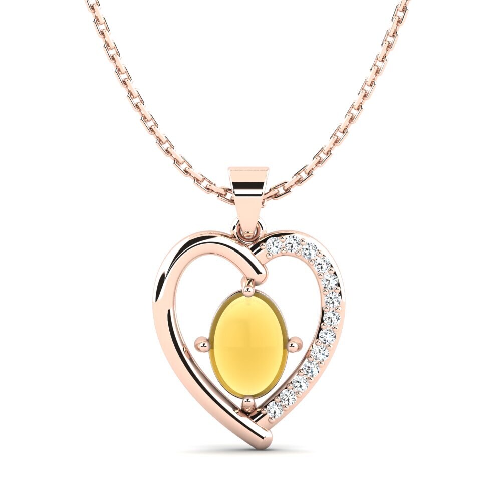 14k Oro Rosa Citrino Cabujón Colgante de Mujer Fritha
