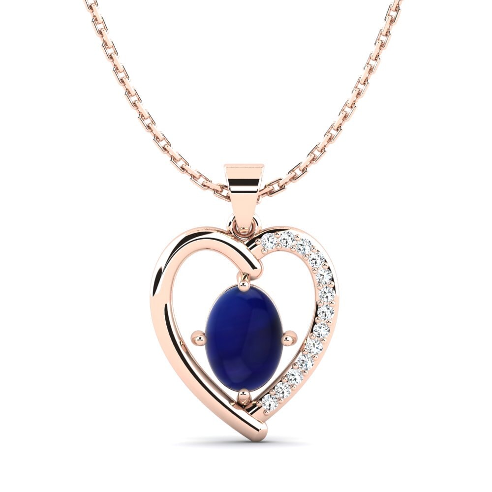 14k Oro Rosa Zafiro Cabujón Colgante de Mujer Fritha