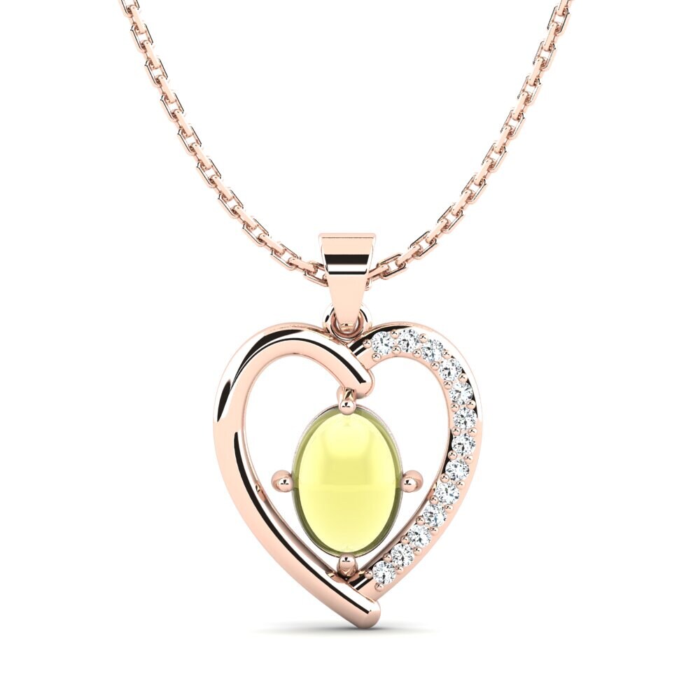 14k Oro Rosa Topacio Limón Cabujón Colgante de Mujer Fritha
