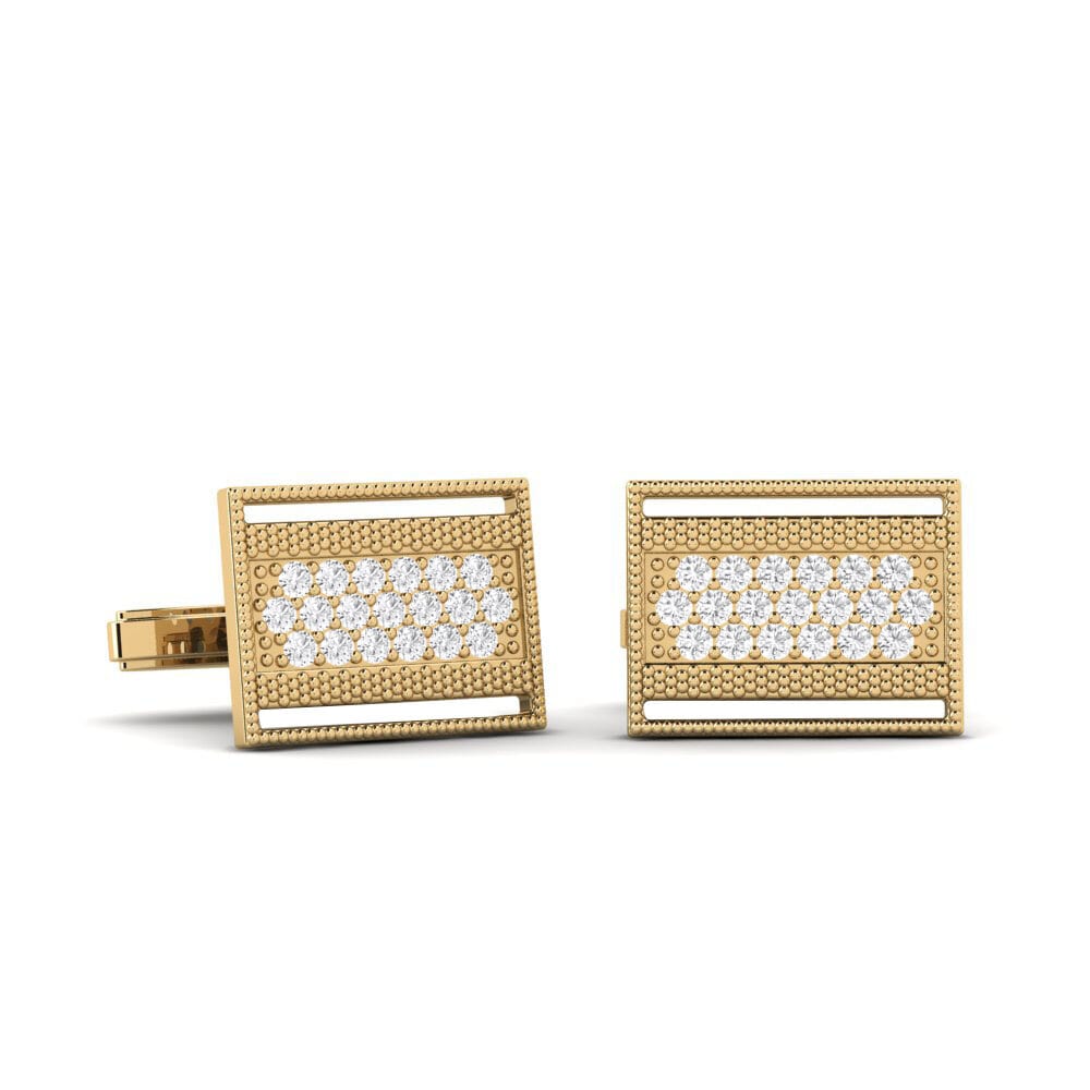 14ct Yellow Gold White sapphire Cufflink Froakie