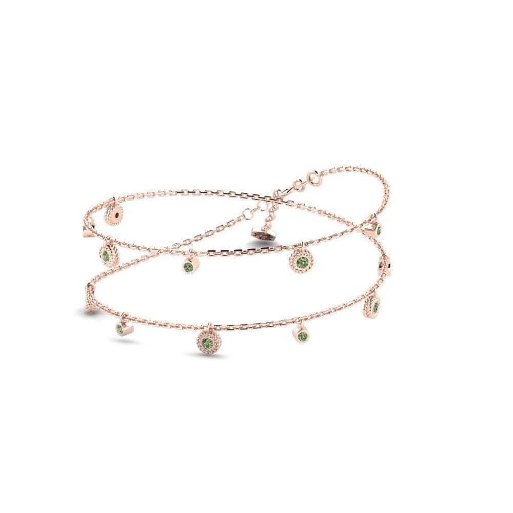 18ct Rose Gold Green Diamond Women's Necklace Frodis