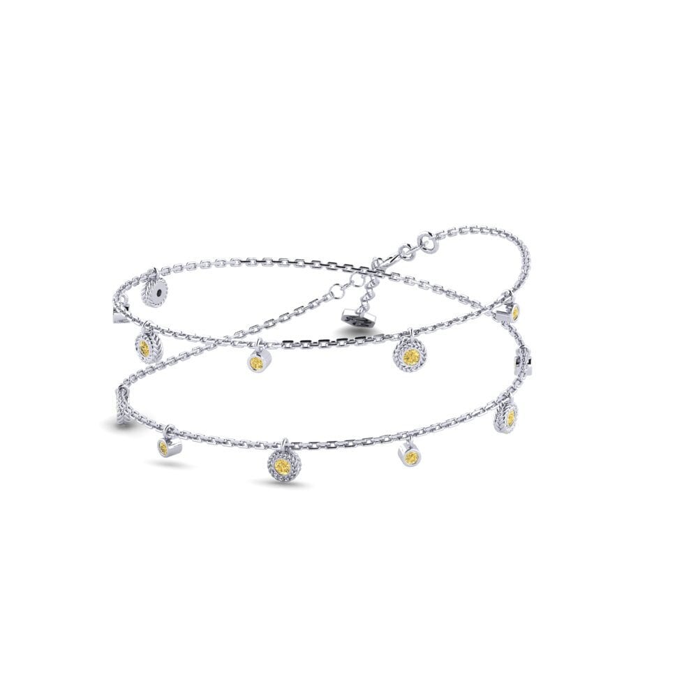 9ct White Gold Yellow Diamond Women's Necklace Frodis