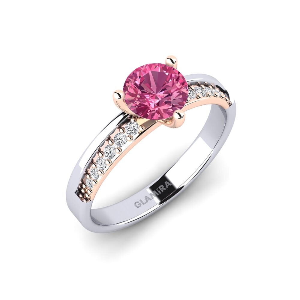 14ct White & Rose Gold Pink Tourmaline Engagement Ring Froid