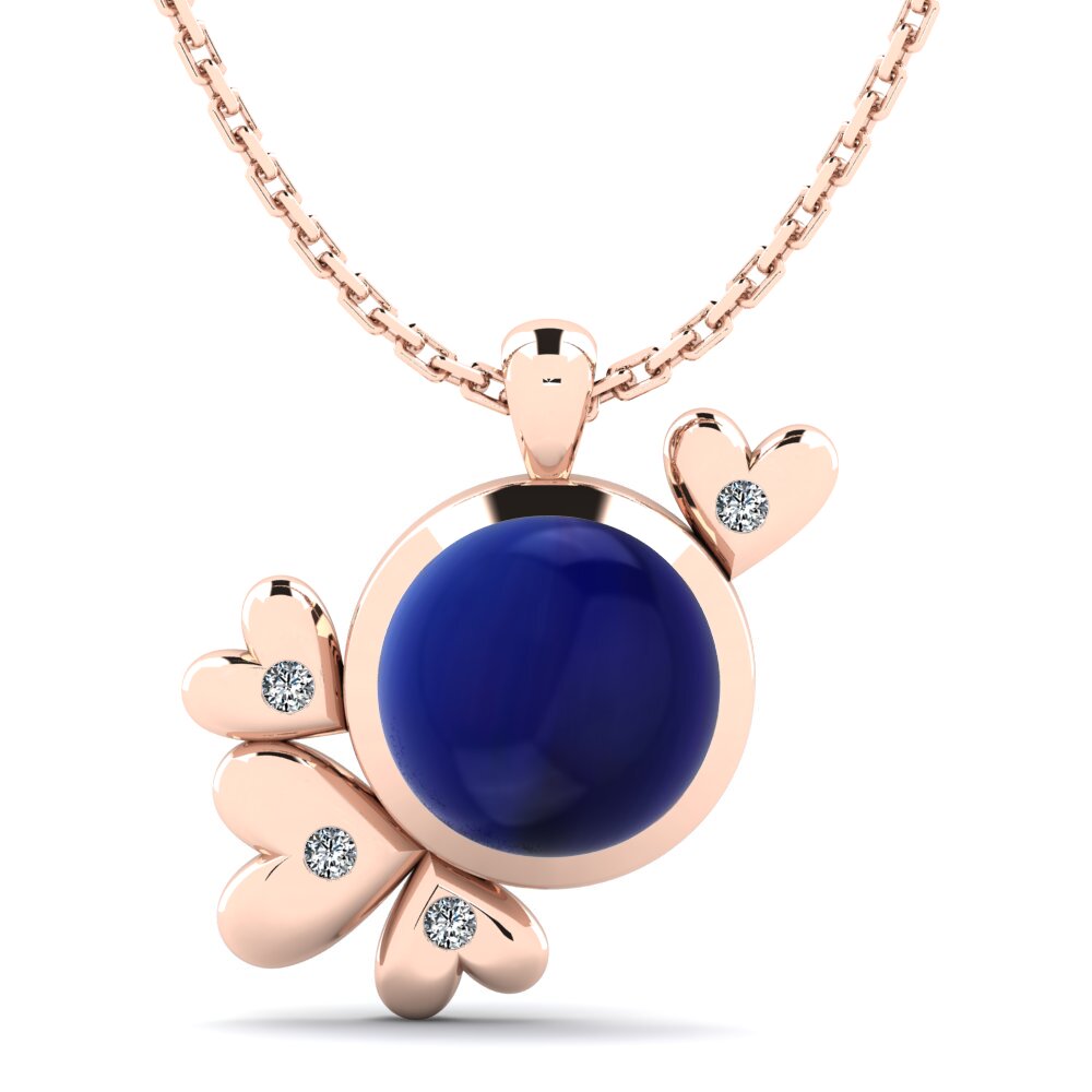 14k Oro Rosa Zafiro Cabujón Colgante de Mujer Fruma