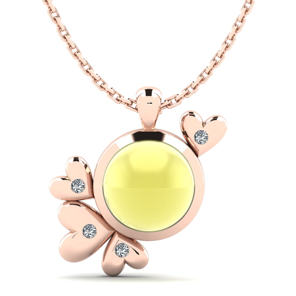 14k Oro Rosa Topacio Limón Cabujón Colgante de Mujer Fruma