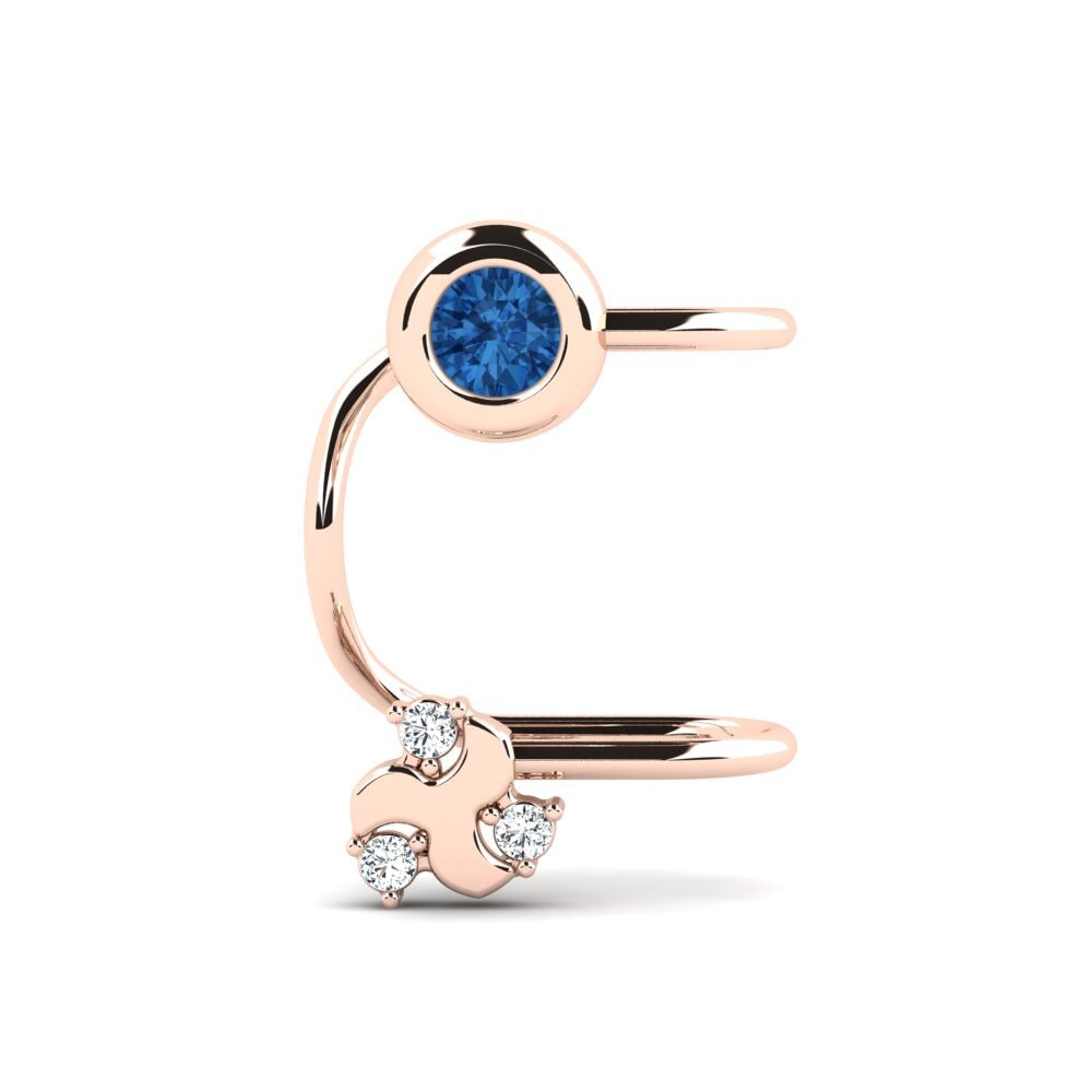 9k Oro Rosa Circonita Azul Oscuro Pendiente de mujer Fryer