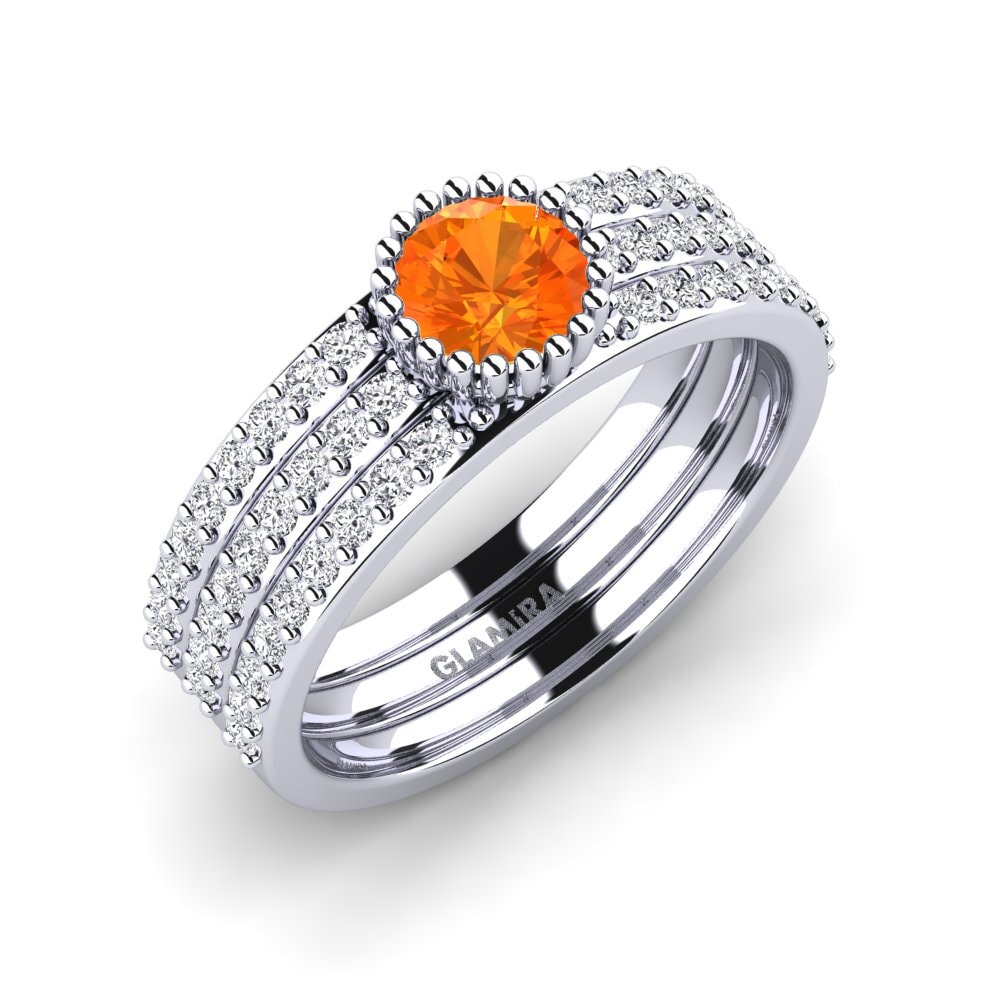 Orange Sapphire Engagement Ring Fuhtol