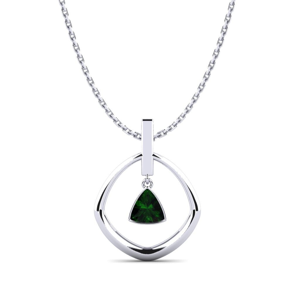 Trillion Green Tourmaline Women's Pendant Funs