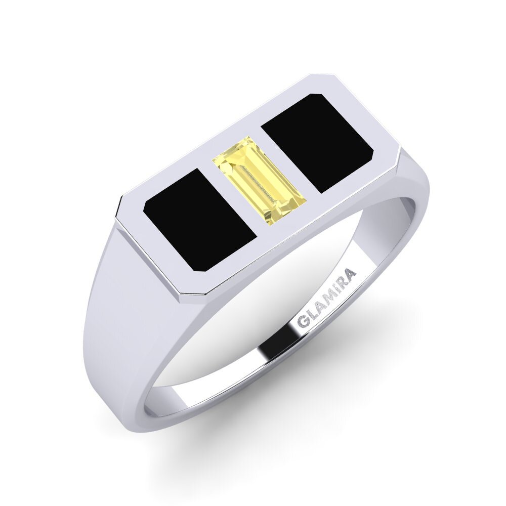 Baguette Yellow Sapphire Men's Pinky Ring Fyhten