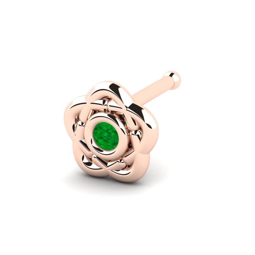 18ct Rose Gold Emerald Nose Pin Fyhtig