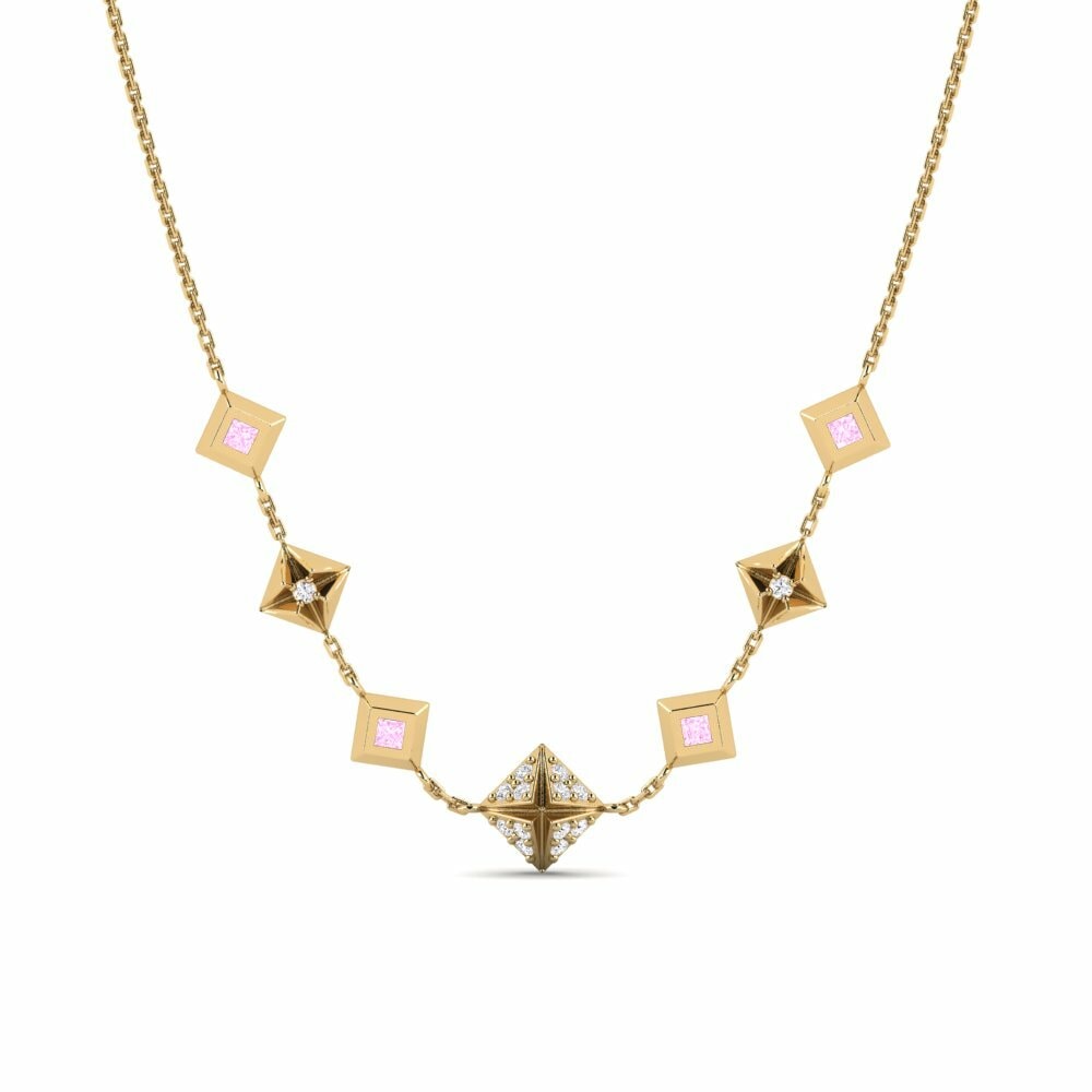 Saphir Rose Collier pour femme Fyrkantig
