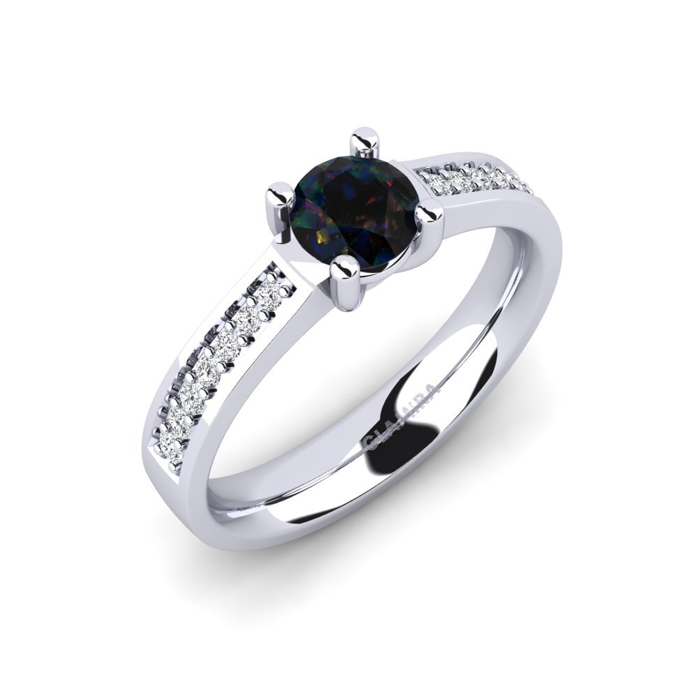 950 Platinum Black Opal Engagement Ring Ruby