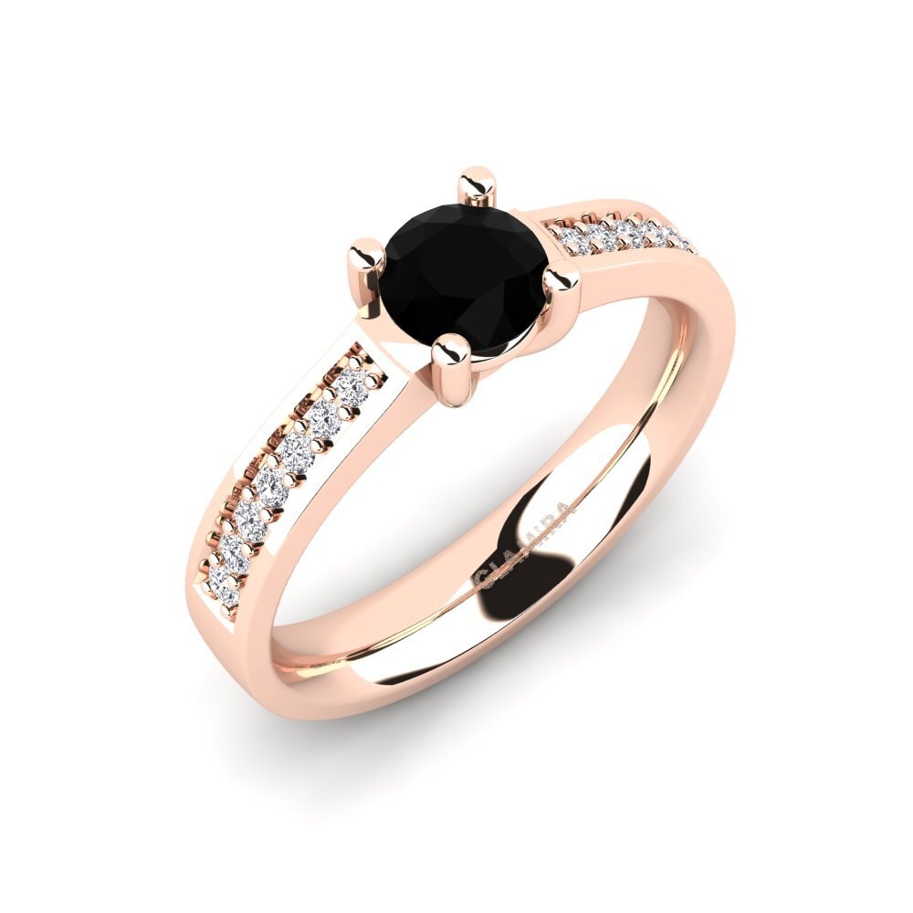 14ct Rose Gold Black Sapphire Engagement Ring Ruby