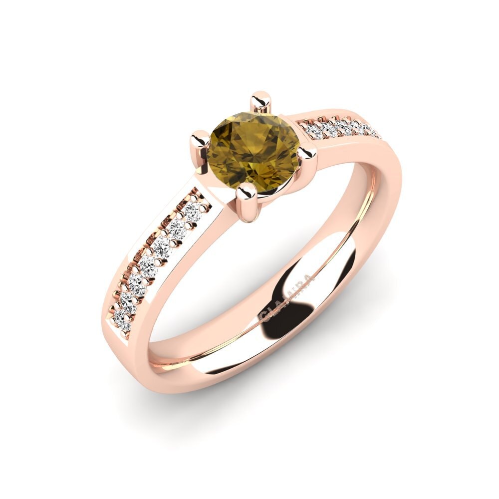 Vàng Hồng 9K Đá Zircon Nâu Nhẫn đính hôn Ruby