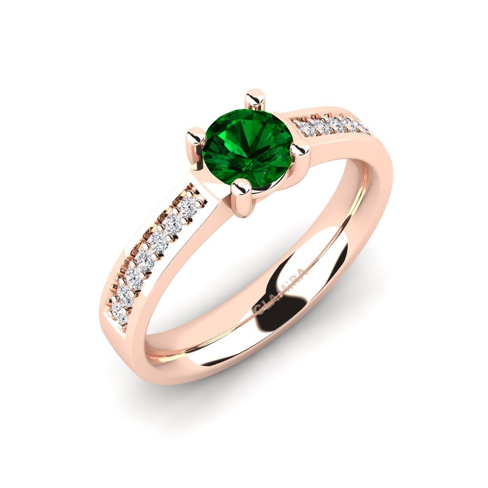 14ct Rose Gold Green Zirconia Engagement Ring Ruby