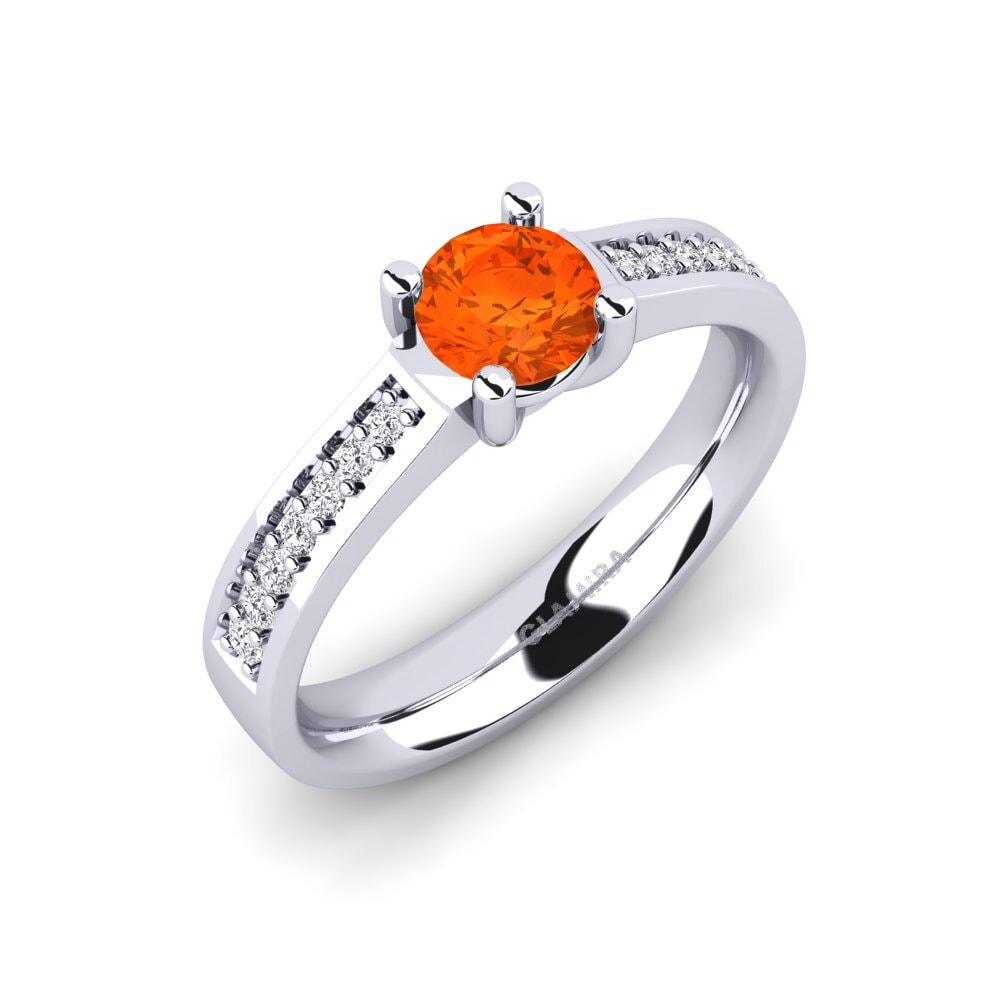 9ct White Gold Fire Opal Engagement Ring Ruby