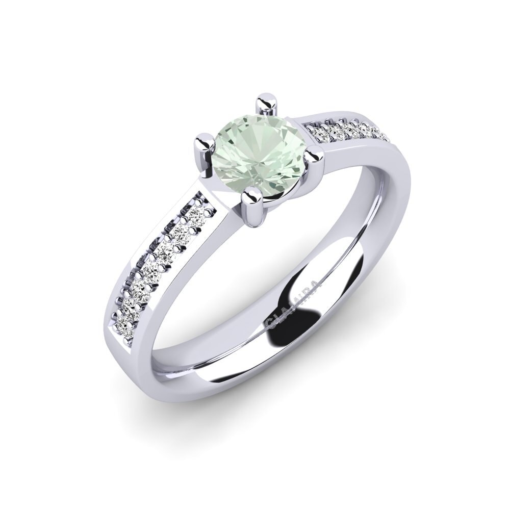 950 Platinum Green Amethyst Engagement Ring Ruby