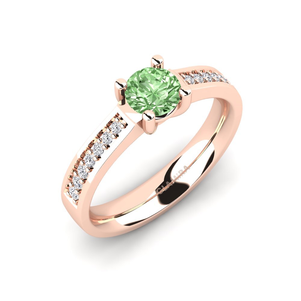 14ct Rose Gold Green Diamond Engagement Ring Ruby