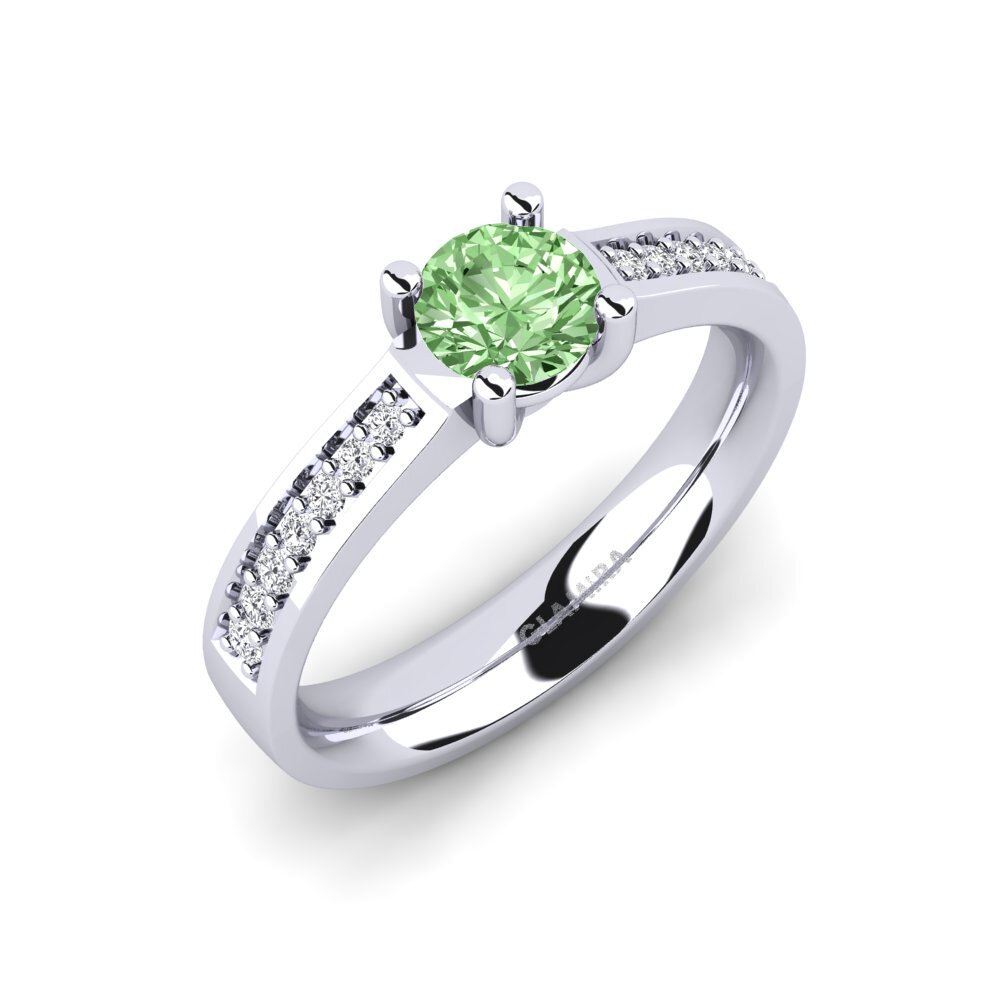 950 Platinum Green Diamond Engagement Ring Ruby