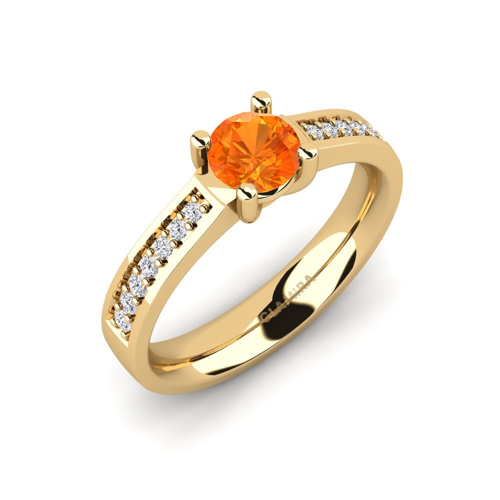 14ct Yellow Gold Orange Sapphire Engagement Ring Ruby