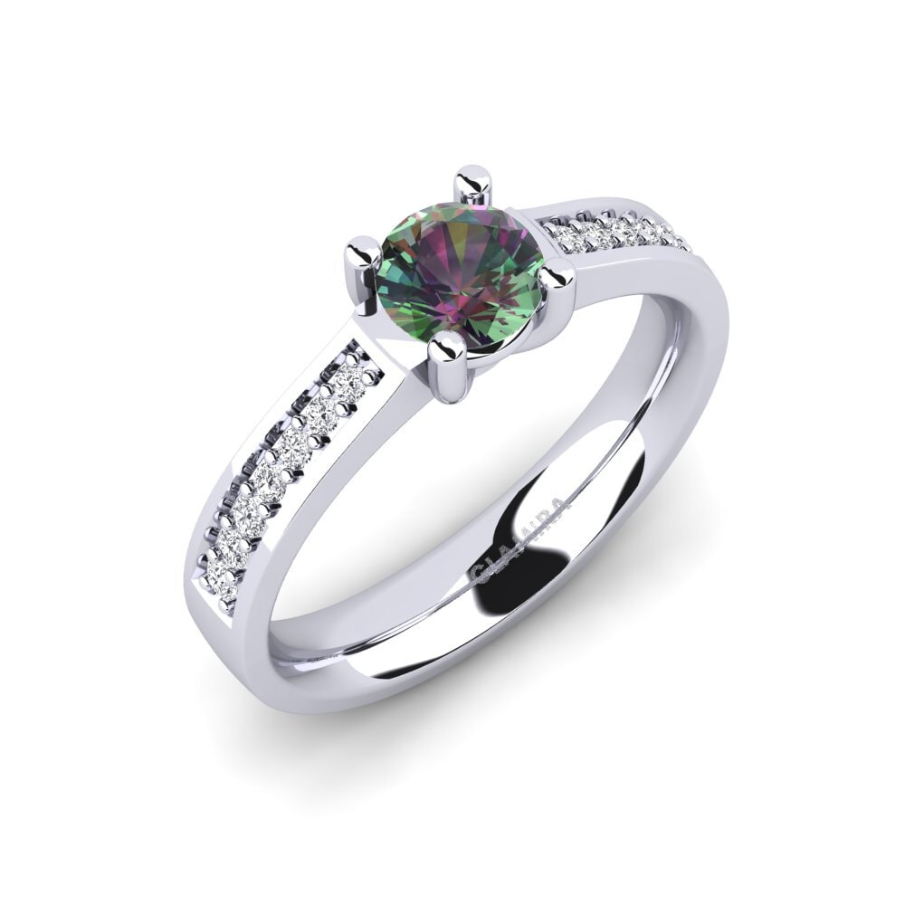 950 Platinum Mystic Topaz Engagement Ring Ruby