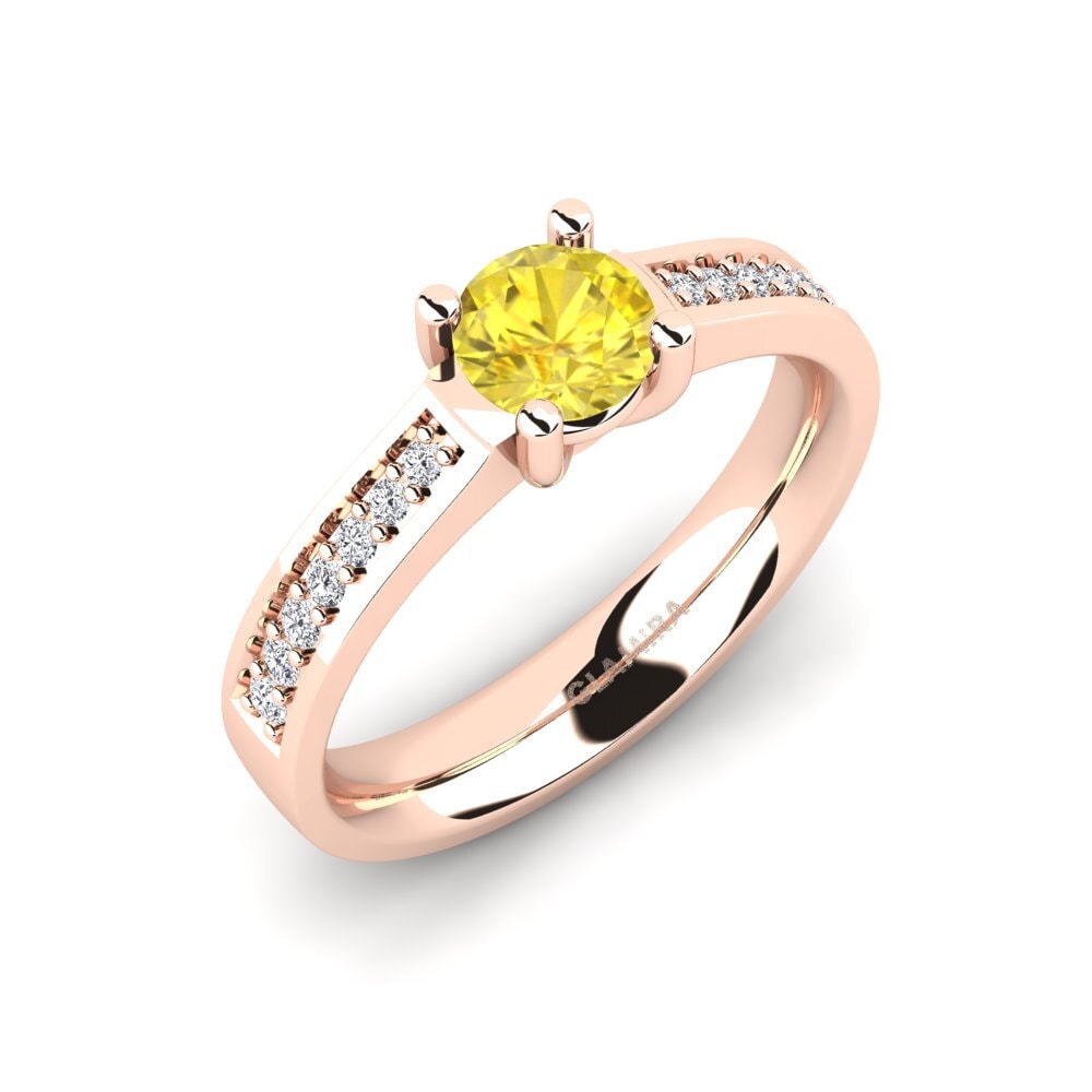 14ct Rose Gold Yellow Sapphire Engagement Ring Ruby