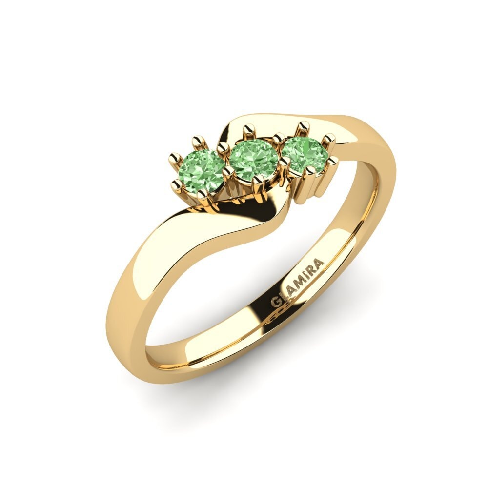 Gelbgold 375 Grüner Diamant Verlobungsring Ivy