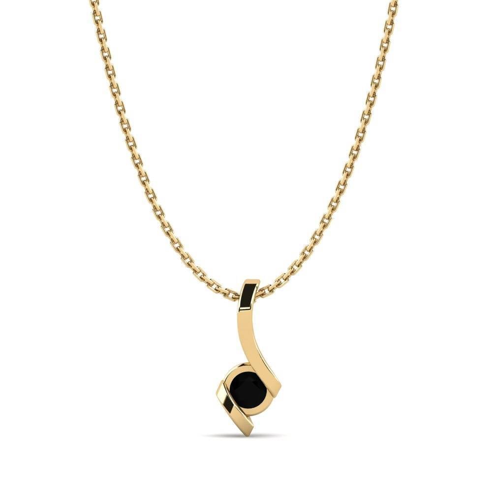 14k Yellow Gold Black Diamond Women's Pendant Lena