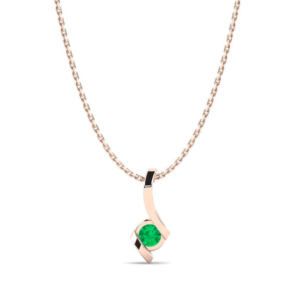 14K Rose Gold Emerald Pendant Lena