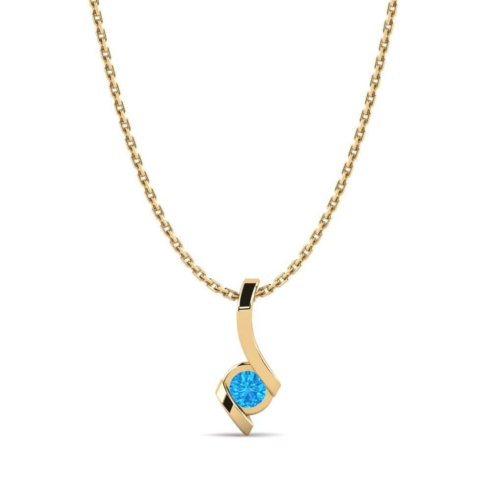 14ct Yellow Gold Blue Topaz Women's Pendant Lena