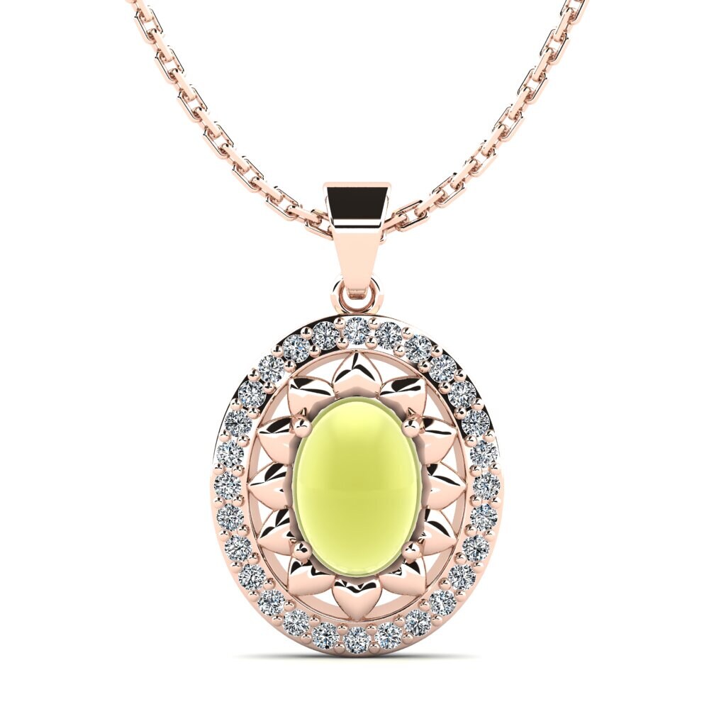 14k Oro Rosa Topacio Limón Cabujón Colgante de Mujer Gabrianna