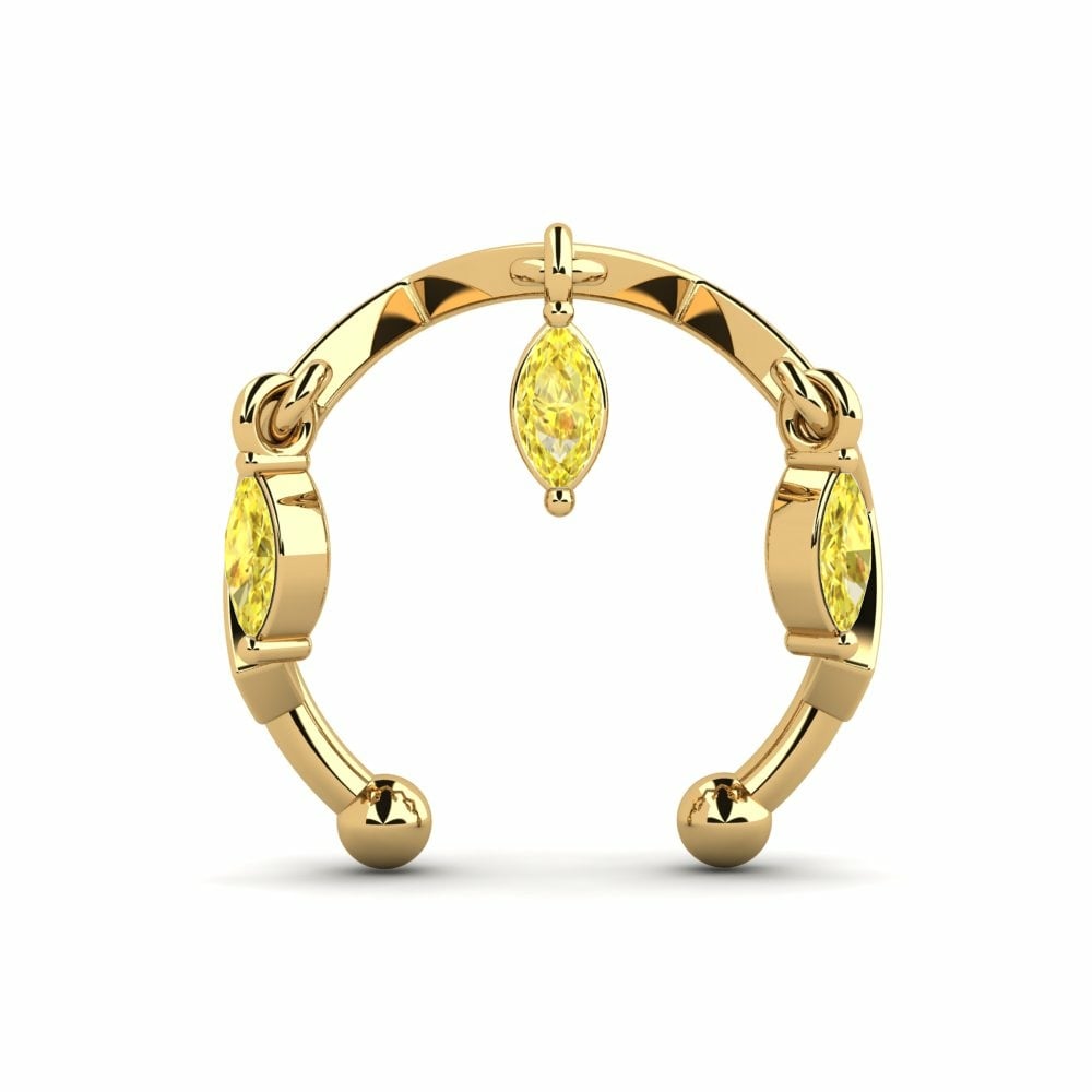 Brazalete de oreja Ear Cuffs Pendientes Gadd Oro Amarillo 375 Zafiro amarillo
