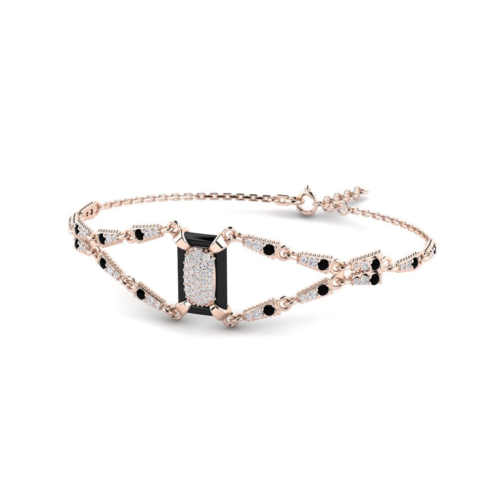 14k Oro Rosa Diamante Negro Pulsera de Mujer Gadise