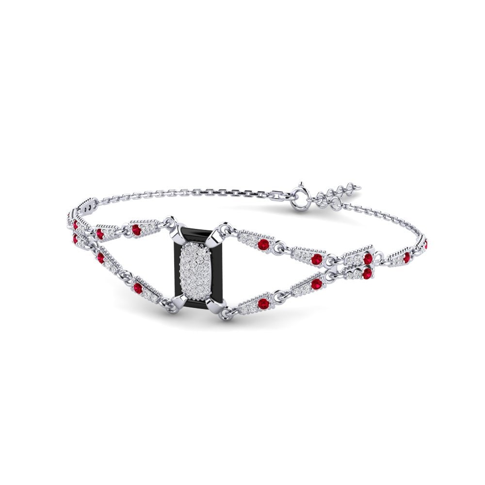 950 Palladium Red Zirconia Women's Bracelet Gadise