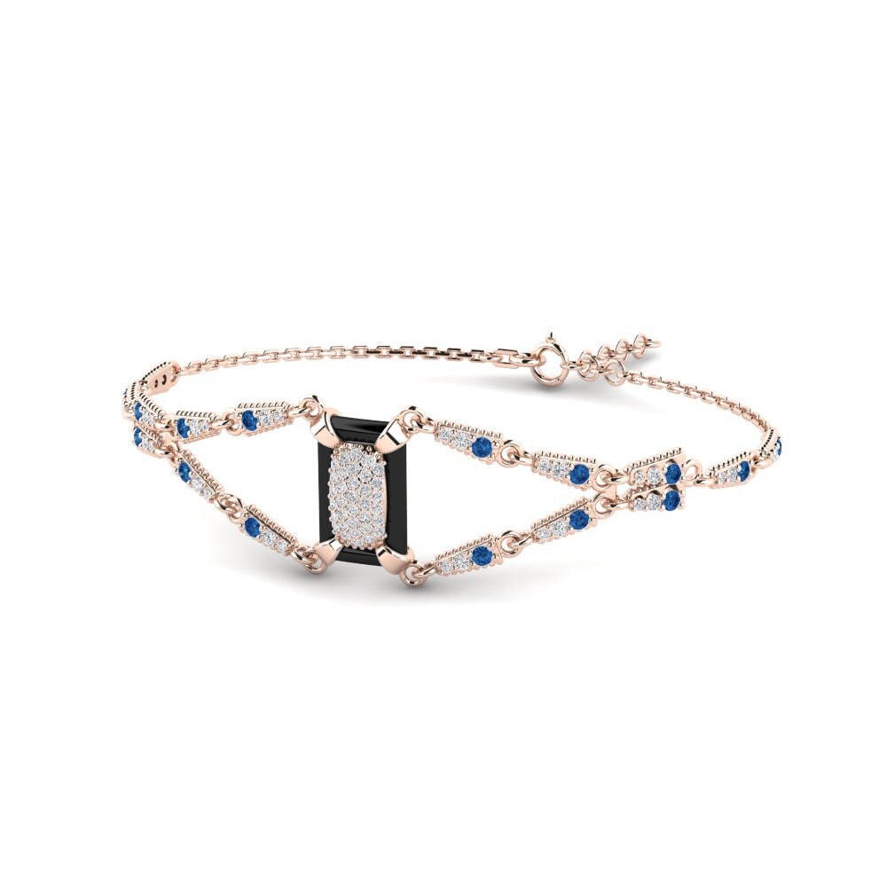 14K Rose Gold Dark Blue Zirconia Bracelet Gadise