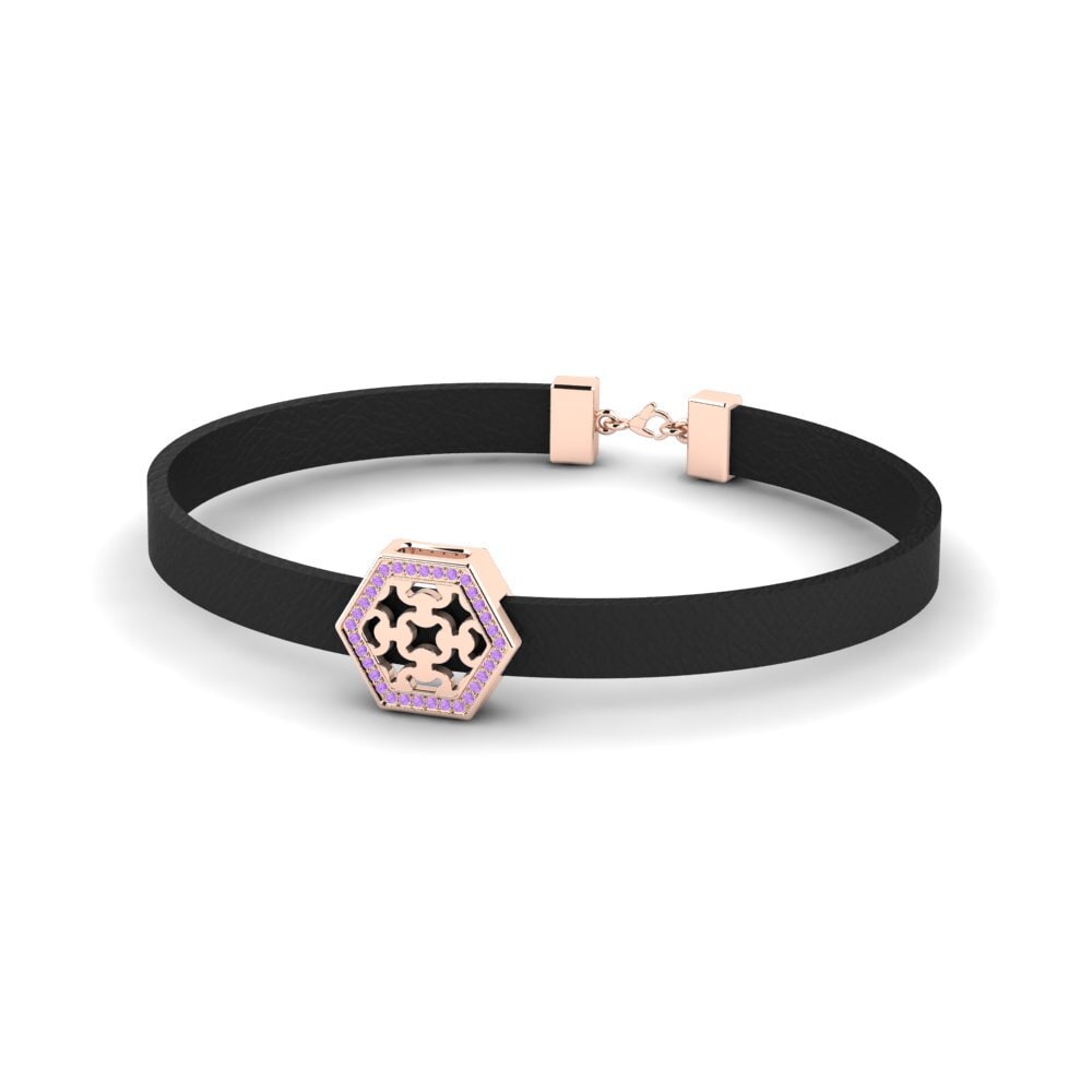 9K Rose Gold Amethyst Men's Bracelet Gage