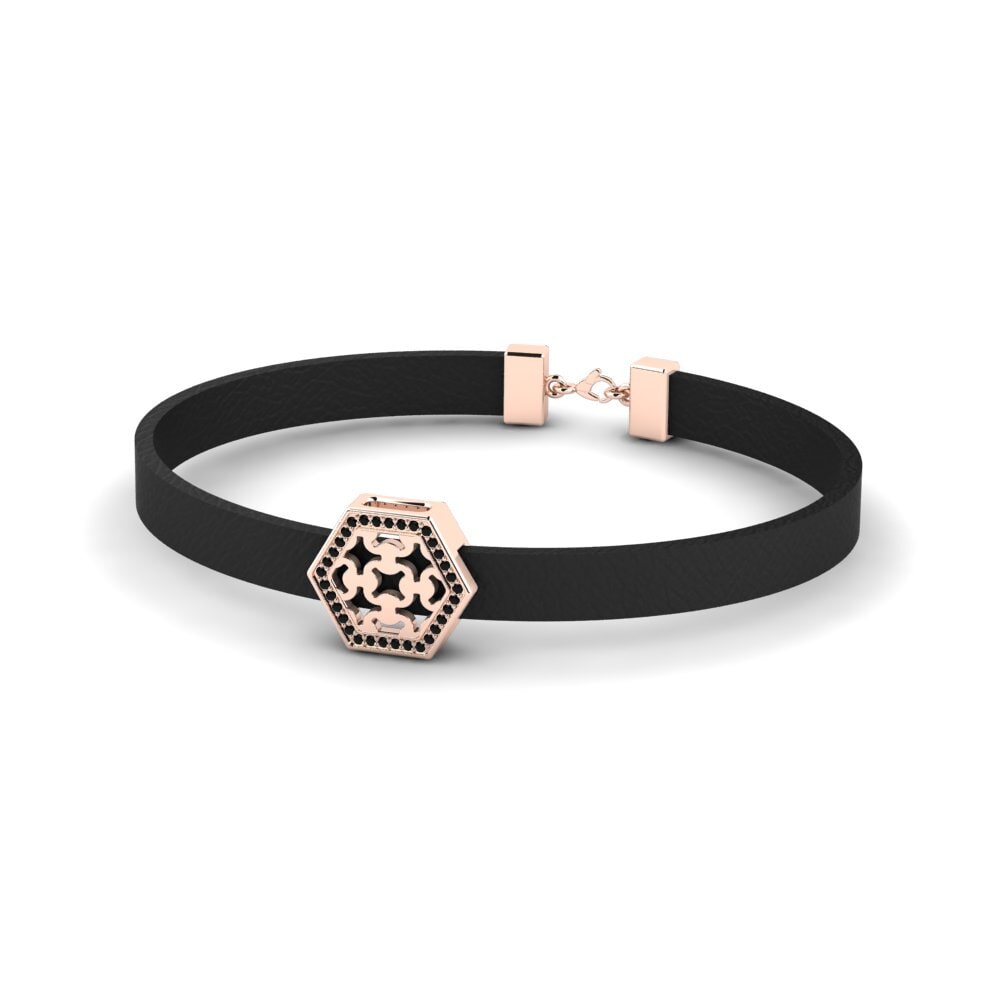 9ct Rose Gold Black Diamond Men's Bracelet Gage