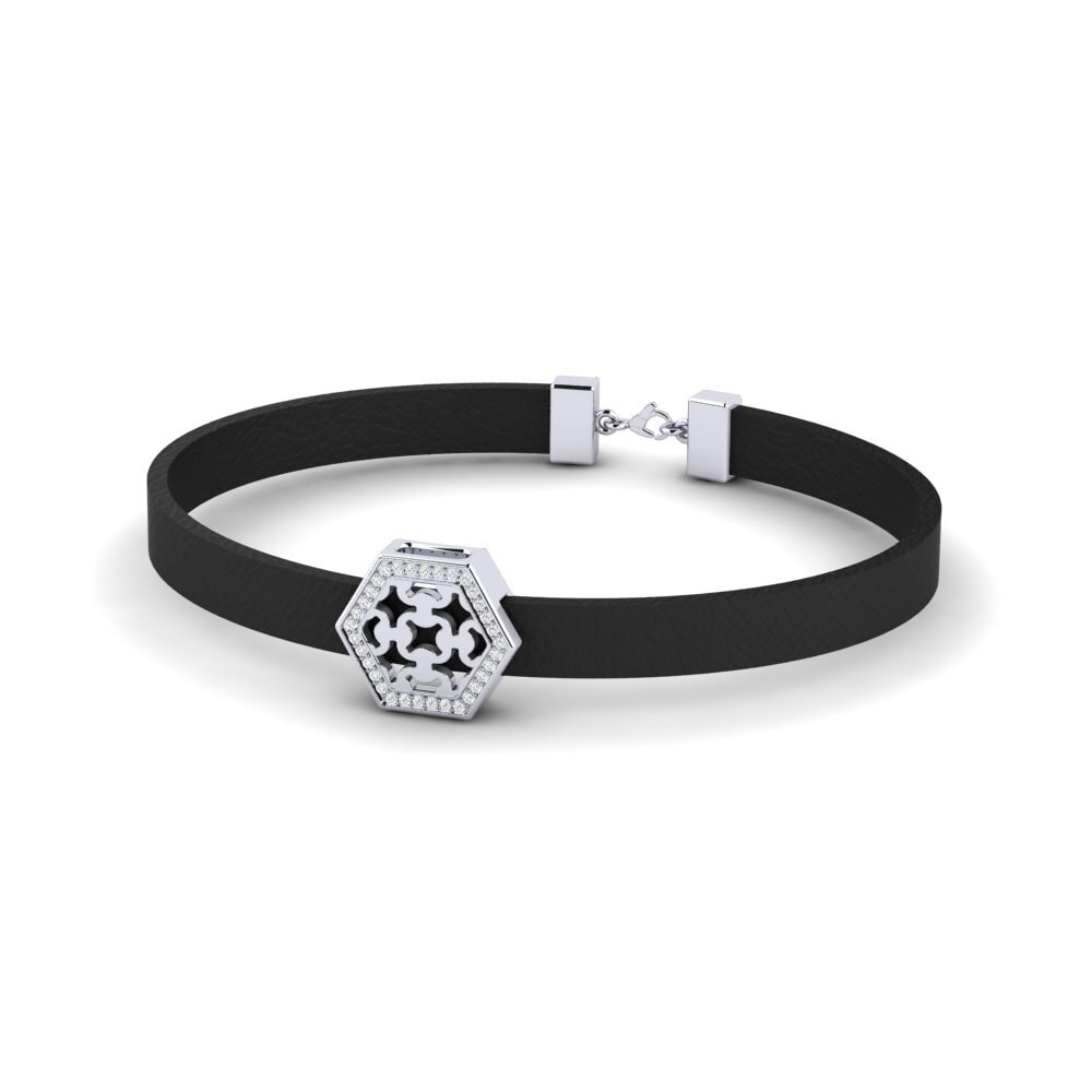 18k Oro Blanco Zafiro blanco Pulsera para hombre Gage