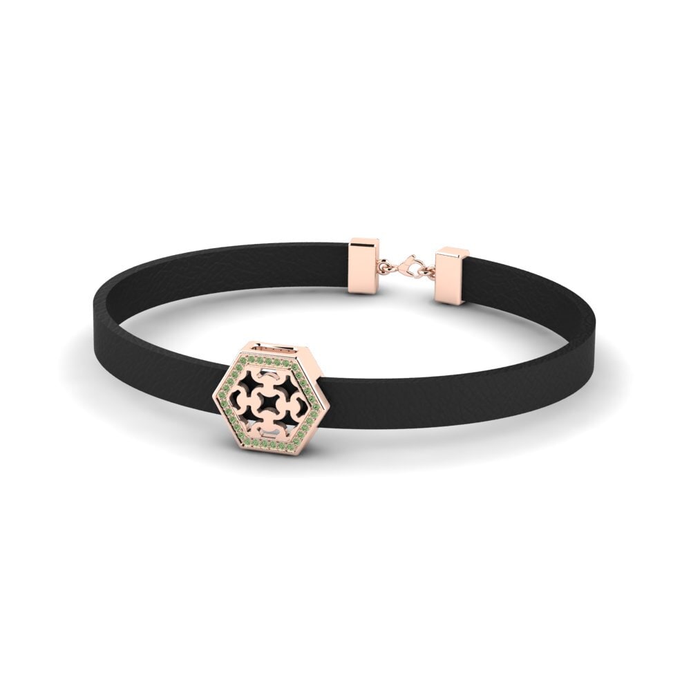 18ct Rose Gold Green Diamond Men's Bracelet Gage