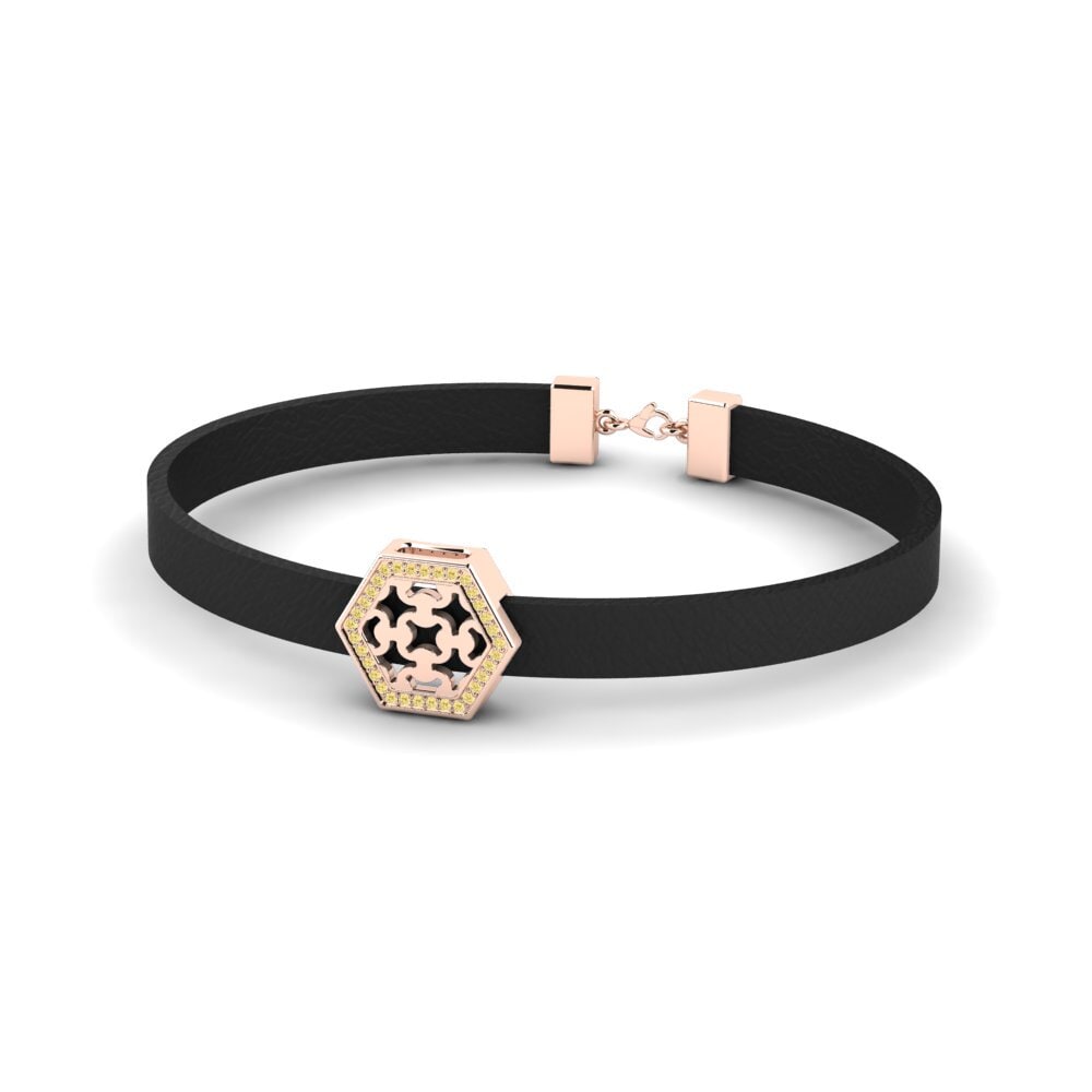 18ct Rose Gold Yellow Diamond Men's Bracelet Gage