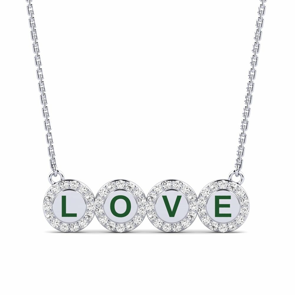 Vàng Trắng 14K Tròn Đá Moissanite Dây chuyền nữ Gagnon