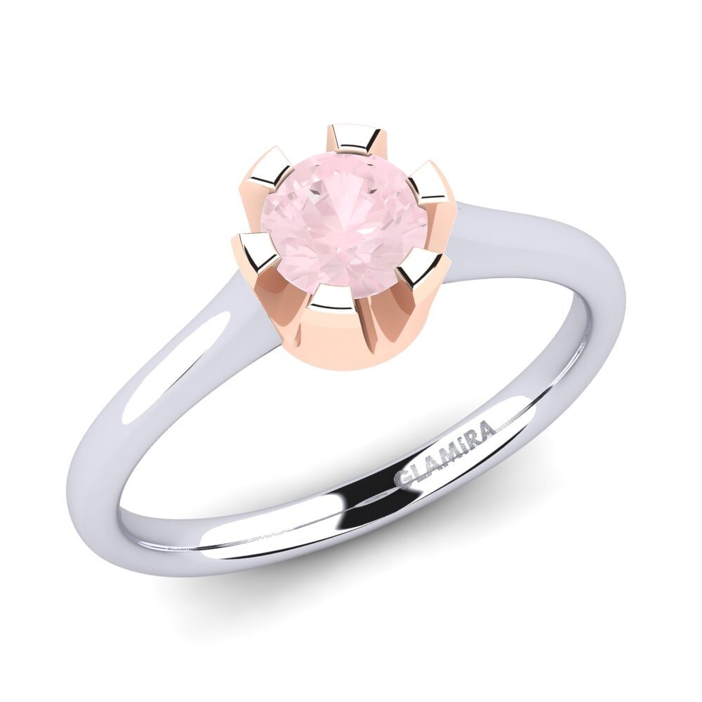14ct White & Rose Gold Rose Quartz Engagement Ring Galilea 0.5 crt
