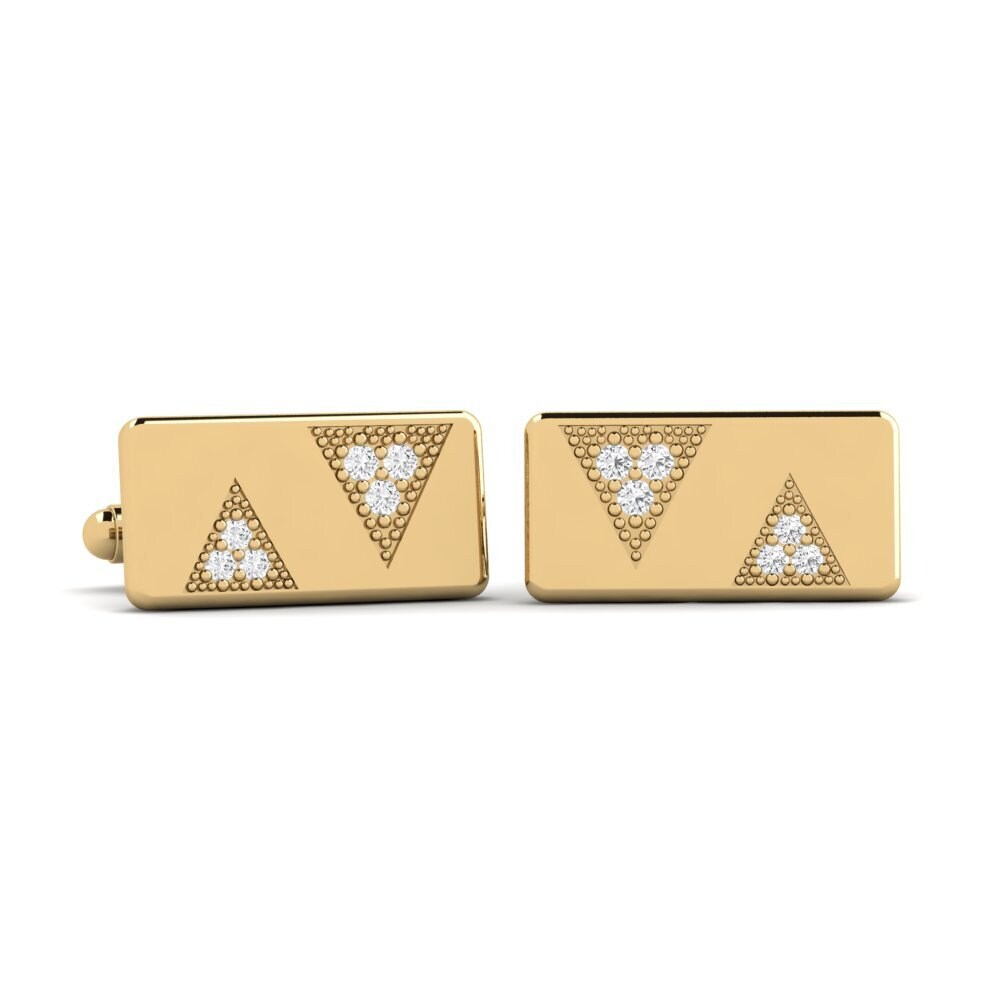 14ct Yellow Gold White sapphire Cufflink Galine