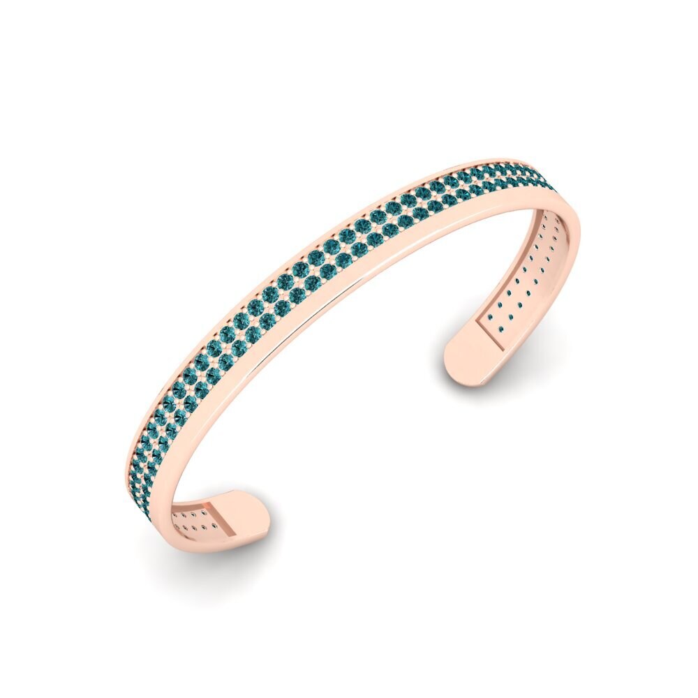 14ct Rose Gold Blue Diamond Men's Bracelet Gallade