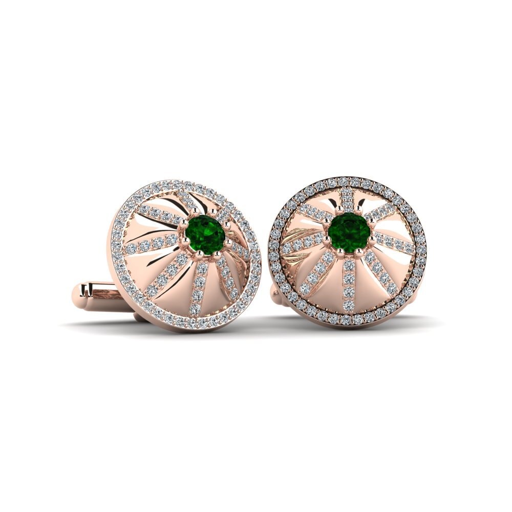 14ct Rose Gold Green Tourmaline Cufflink Gamal